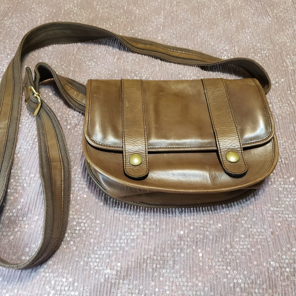 Charles Jourdan Vintage Paris Brown Leather Crossbody Bag Made in France